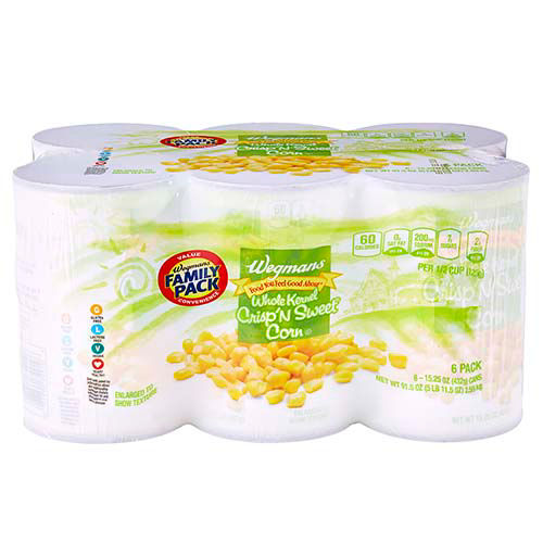 Wegmans Crisp N Sweet Whole Kernel Corn 6ct Family Pack 91.5 Oz