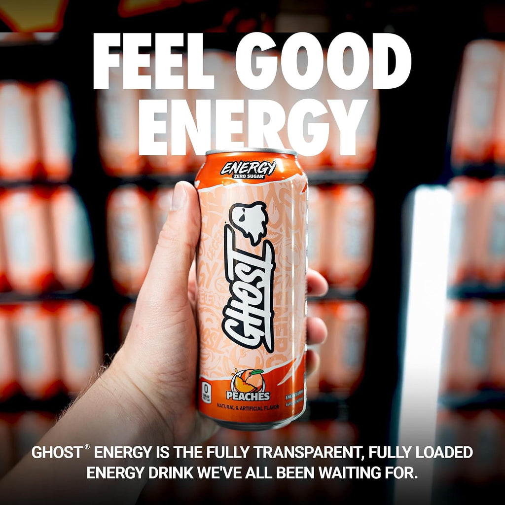 GHOST Energy Peaches Zero Sugar Energy Drink 16 fl oz Single Can