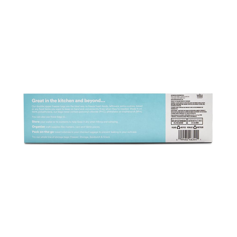 Gallon Size Freezer Bags Double Zipper 30 Count 365 By Whole Foods Market