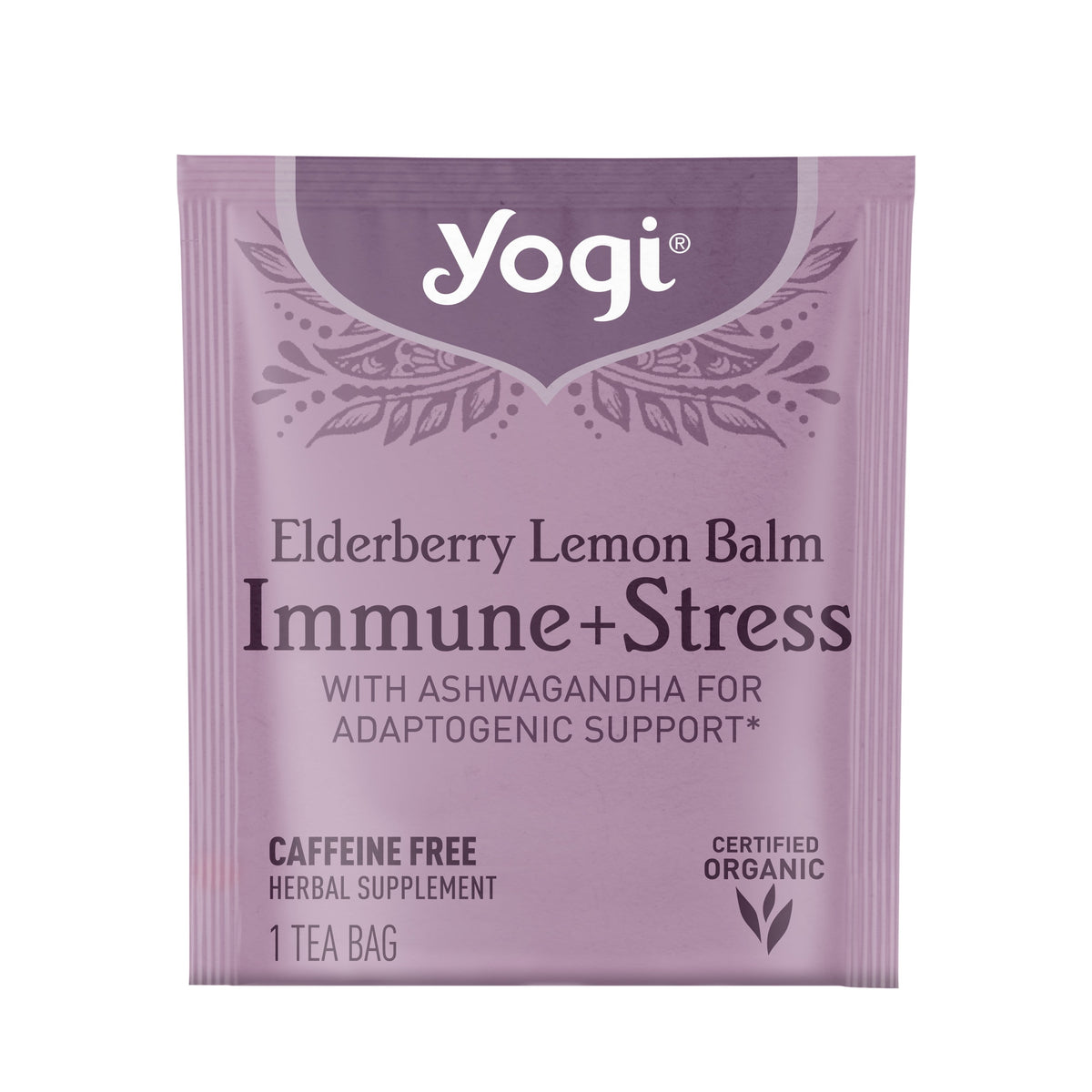 Yogi Elderberry Lemon Balm Immune Plus Stress Organic Herbal Wellness Tea Bags Caffeine-Free 16 Count
