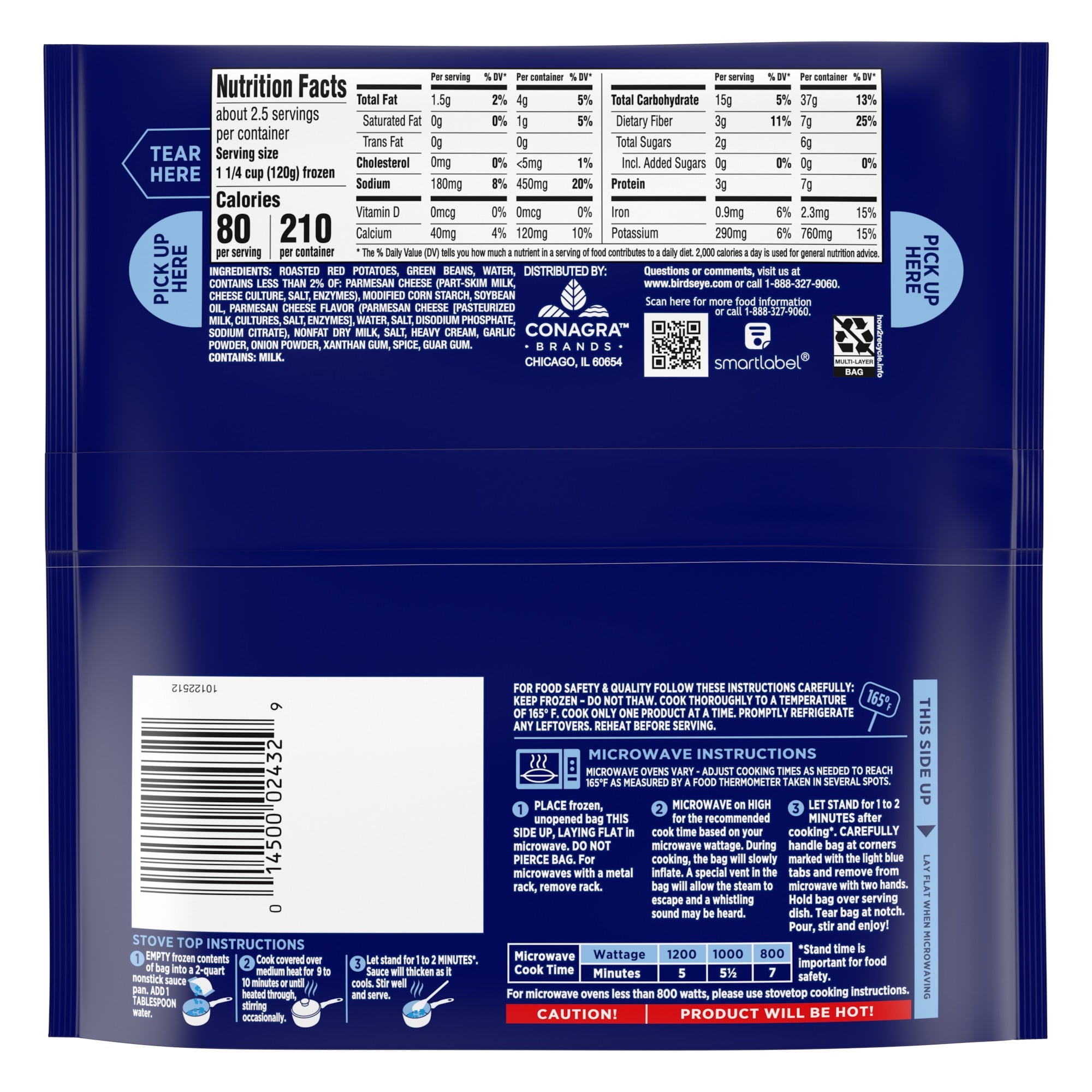Birds Eye Steamfresh Parmesan Garlic Roasted Red Potatoes & Green Beans Frozen 10.8 Oz