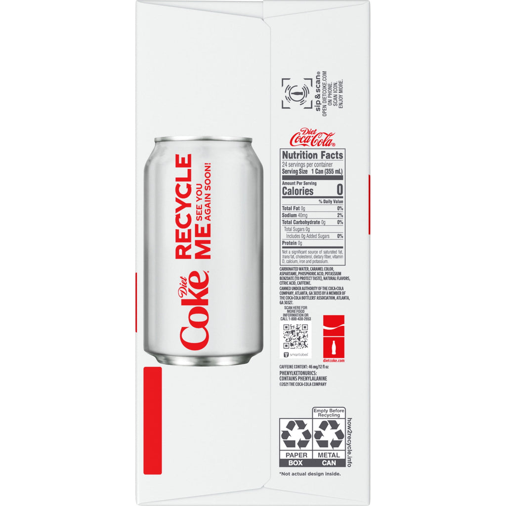 Diet Soda Pop Cans 12 Fl Oz 24 Pack Diet Coke
