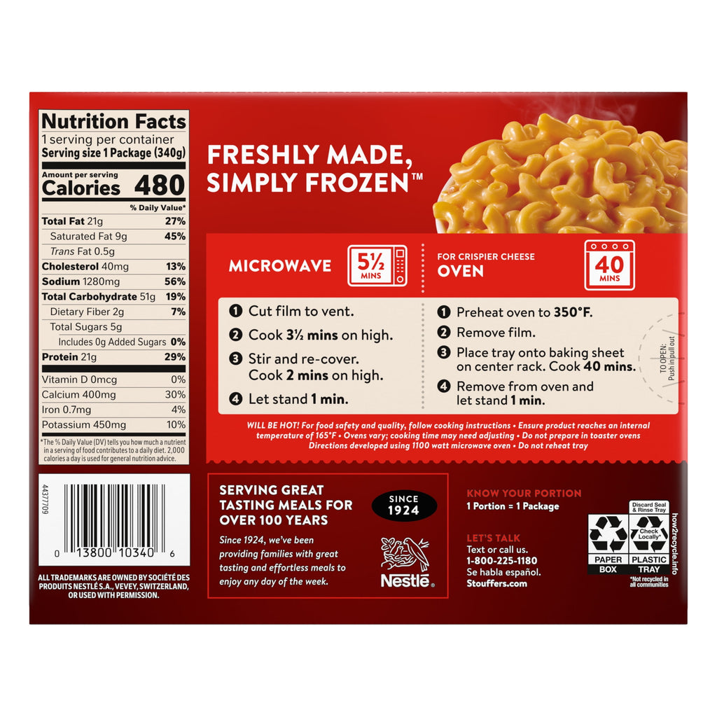 Stouffer's Mac & Cheese Single Serve Frozen Meal 12 Oz