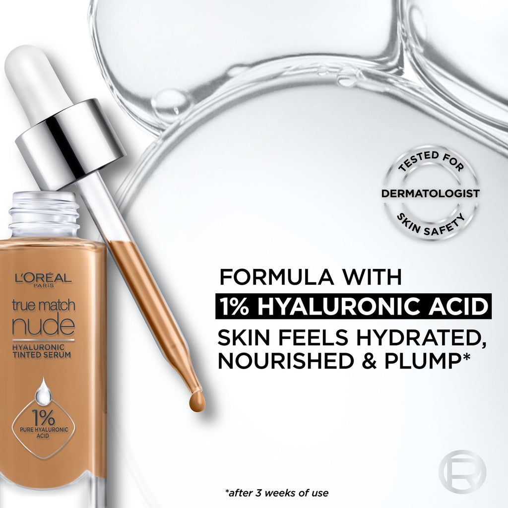 L'Oreal Paris True Match Hyaluronic Tinted Serum Foundation Makeup 1 fl oz