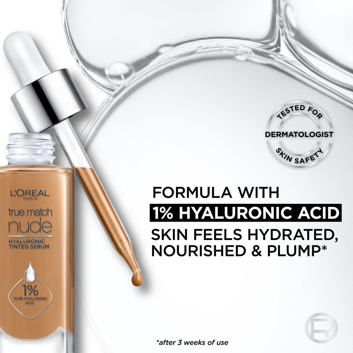 L'Oreal Paris True Match Hyaluronic Tinted Serum Foundation Makeup 1 fl oz