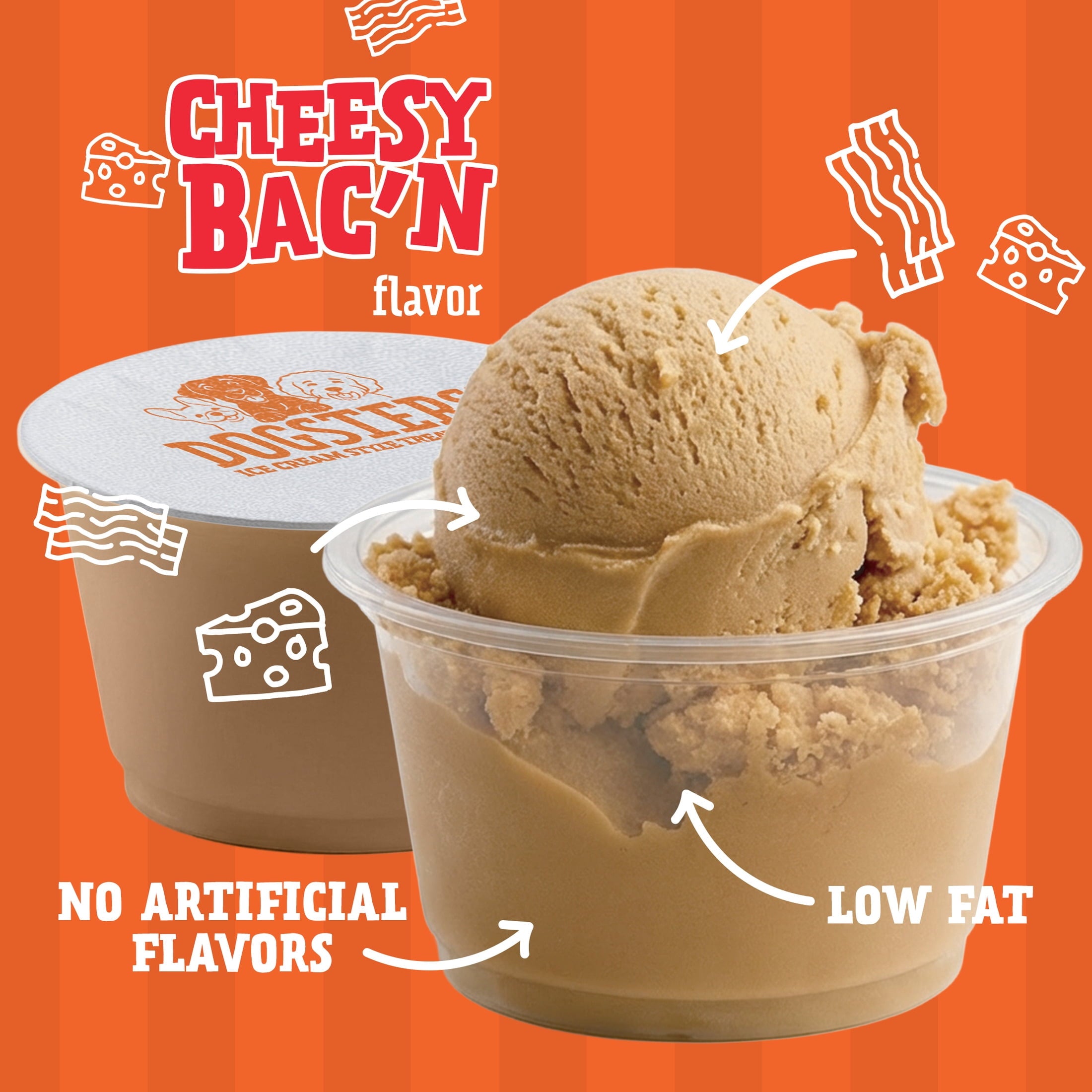 Dogsters Cheesy Bac'n Ice Cream Style Dog Treats 4 Count 14 Fl Oz