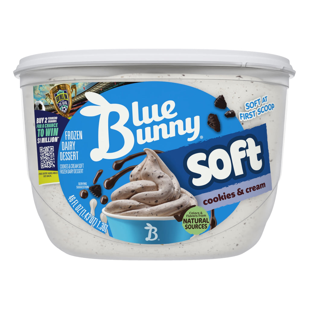 Blue Bunny Soft Cookies & Cream Frozen Dairy Dessert 46 Fl Oz