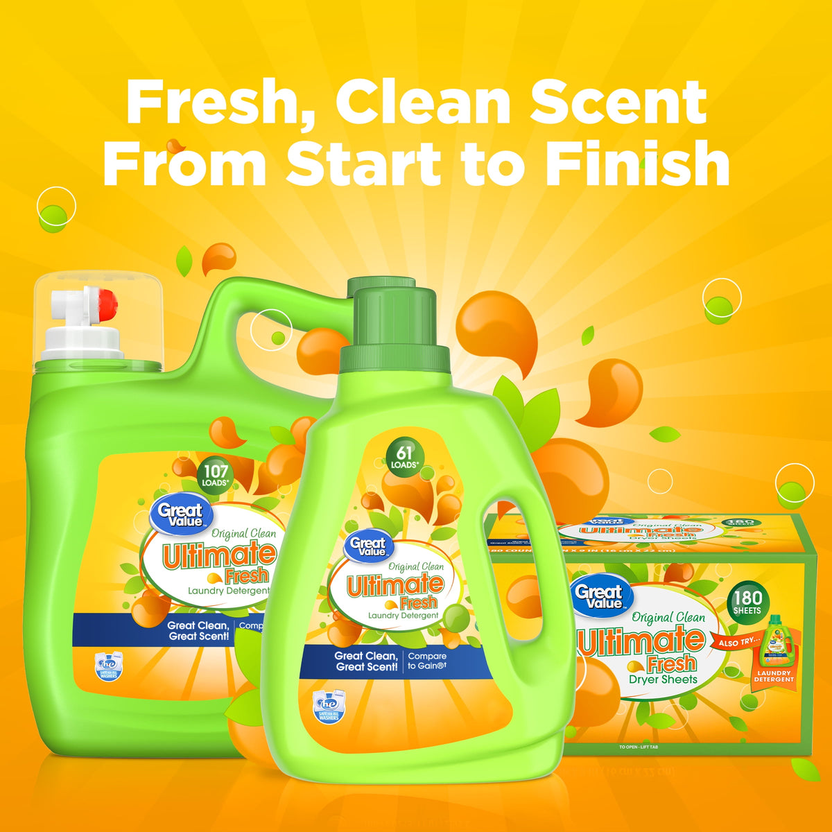 Great Value Ultimate Fresh Liquid Laundry Detergent Original Clean 88 fl oz 61 Loads