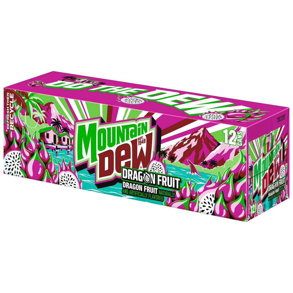 Mountain Dew Dragon Fruit Soda Pop Cans 12 Fl Oz 12 Pack