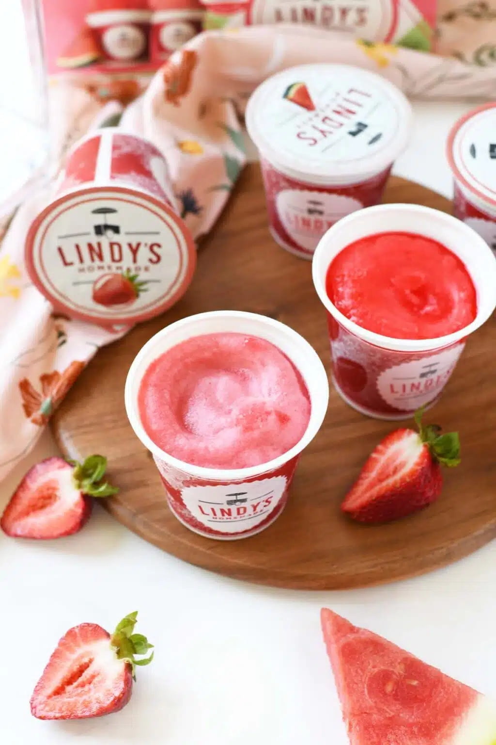 Lindy's Homemade Italian Ice Cups Watermelon Strawberry 6 Count 36 Fl Oz