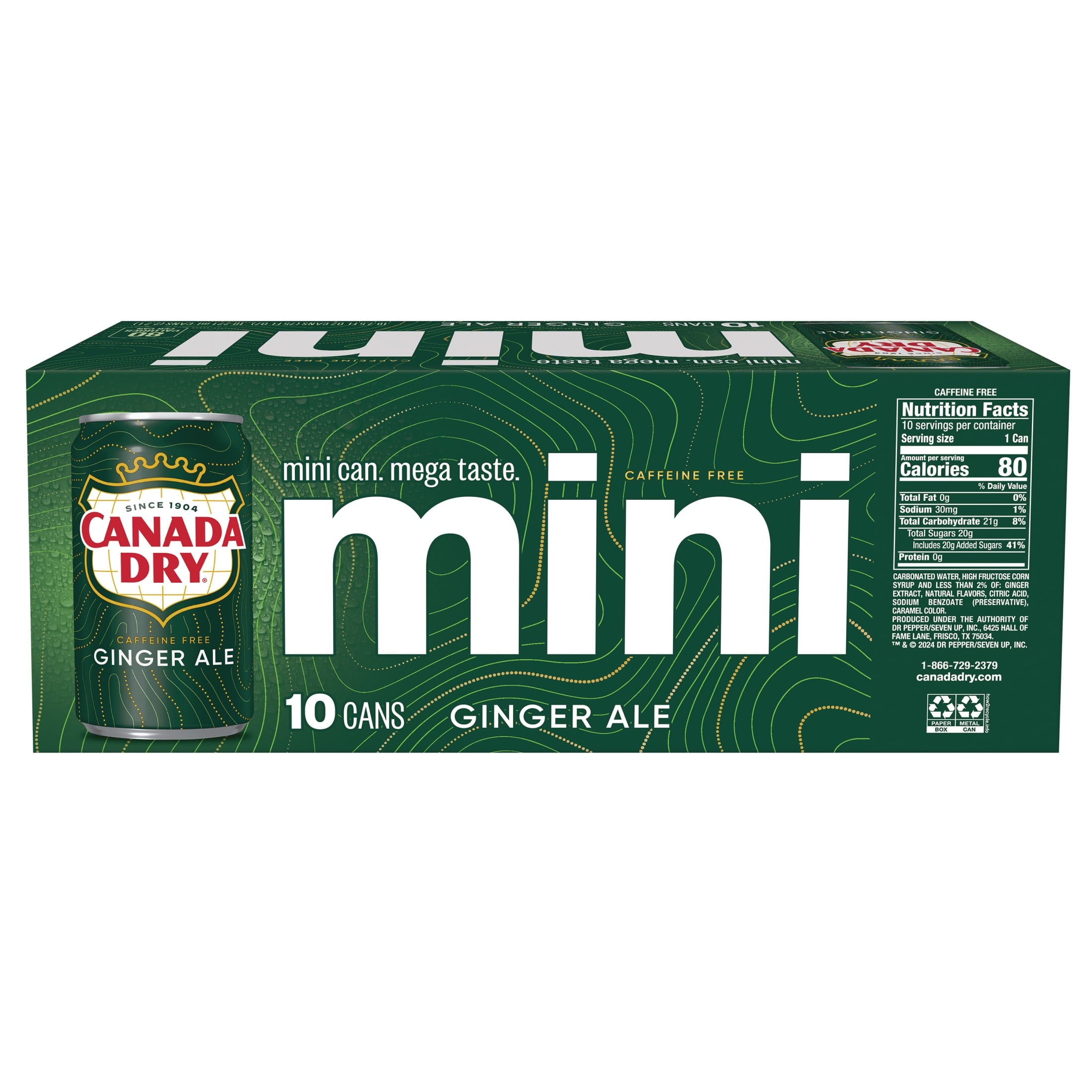 Canada Dry Caffeine Free Ginger Ale Soda Pop Cans 7.5 Fl Oz 10 Pack
