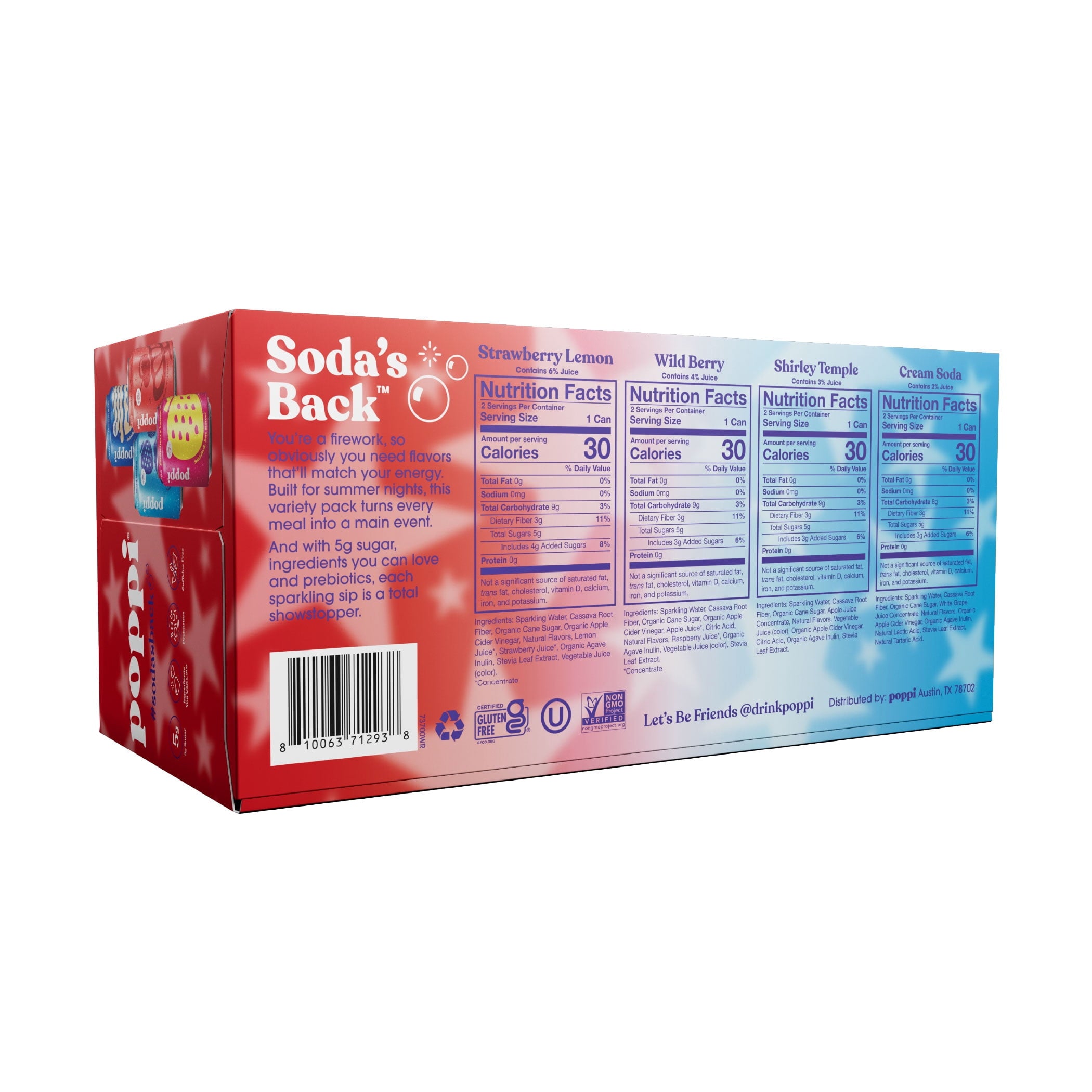 poppi Firecracker Faves Prebiotic Soda Variety Pack 12 Fl Oz 8 Pack Cans