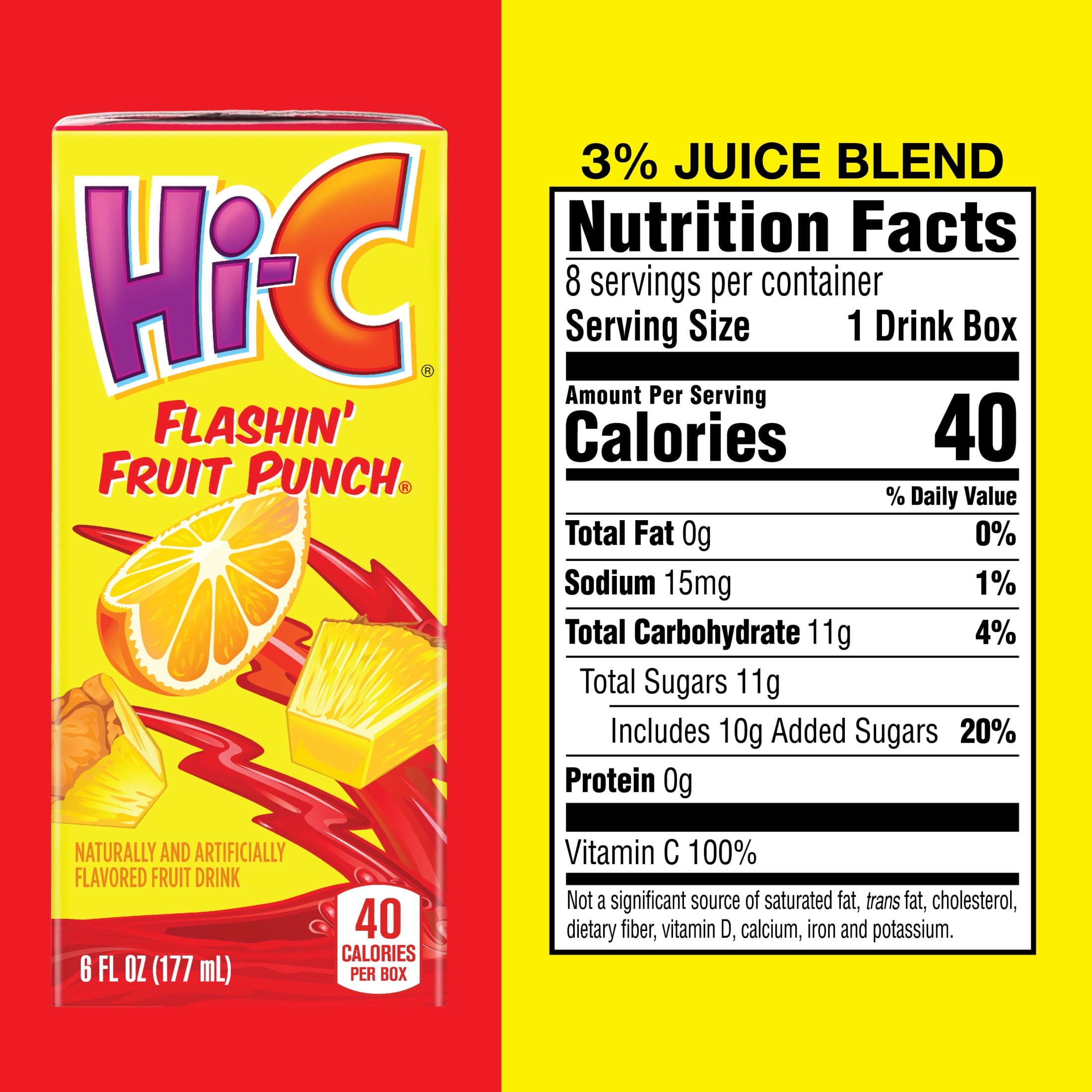 Hi-C Flashin' Fruit Punch Juice Drink 6 fl oz 8 Pack