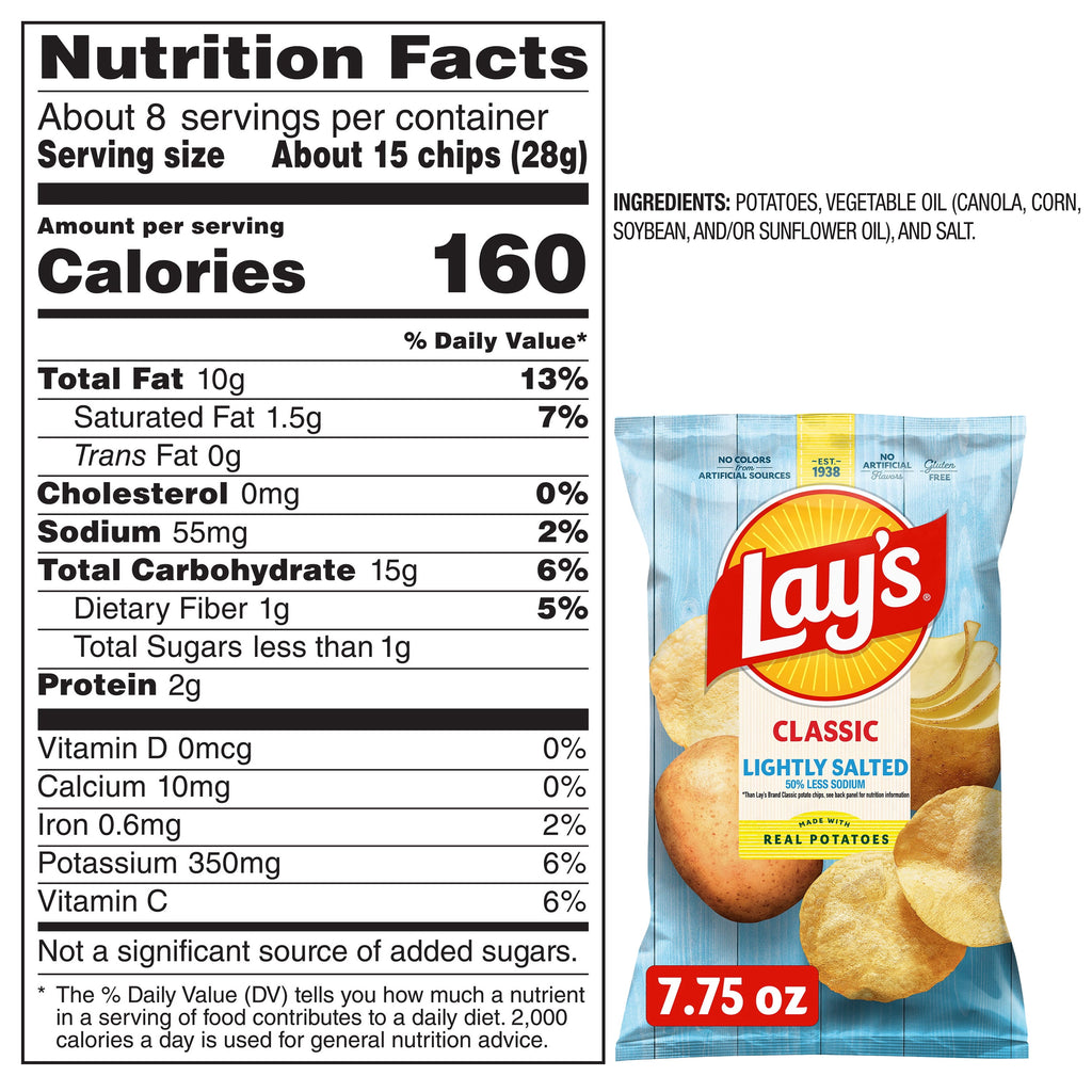 Lightly Salted Potato Chips 7.75 Oz Lay's