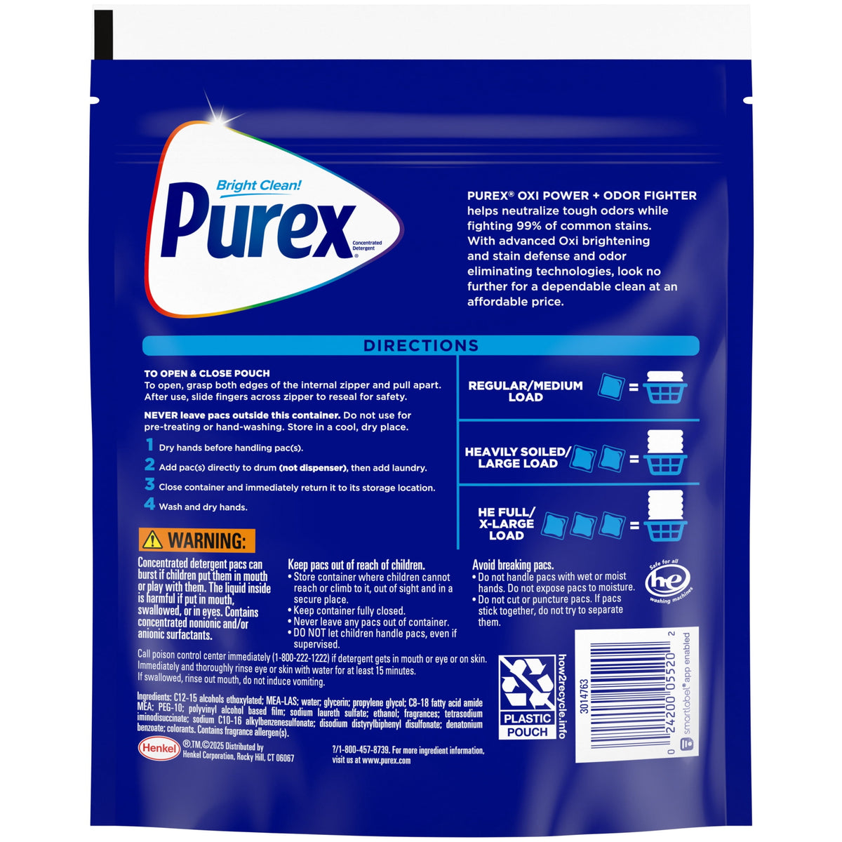 Purex Oxi Power + Odor Fighter Laundry Detergent Pacs 4-in-1 Fresh Morning Burst Scent