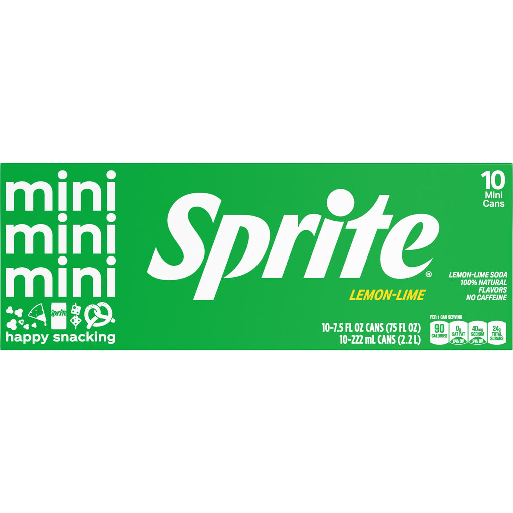 Sprite Lemon-Lime Caffeine Free Soda Pop Fridge Pack Mini Cans 7.5 Fl Oz 10 Pack