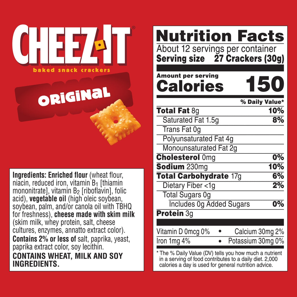 Original Baked Snack Crackers 12.4 Oz 1 Count Cheez-It