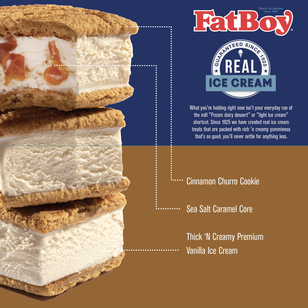 FatBoy Cinnamon Churro Ice Cream Sandwiches 4 Count 16 Fl Oz