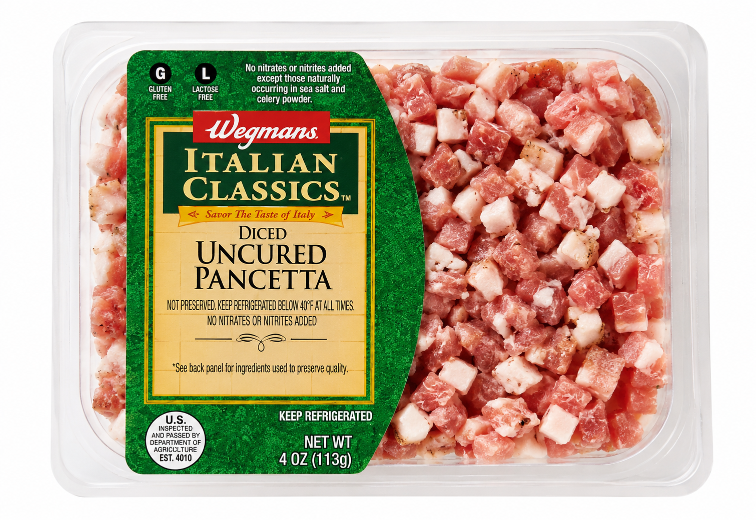 Wegmans Diced Uncured Pancetta (4 oz)
