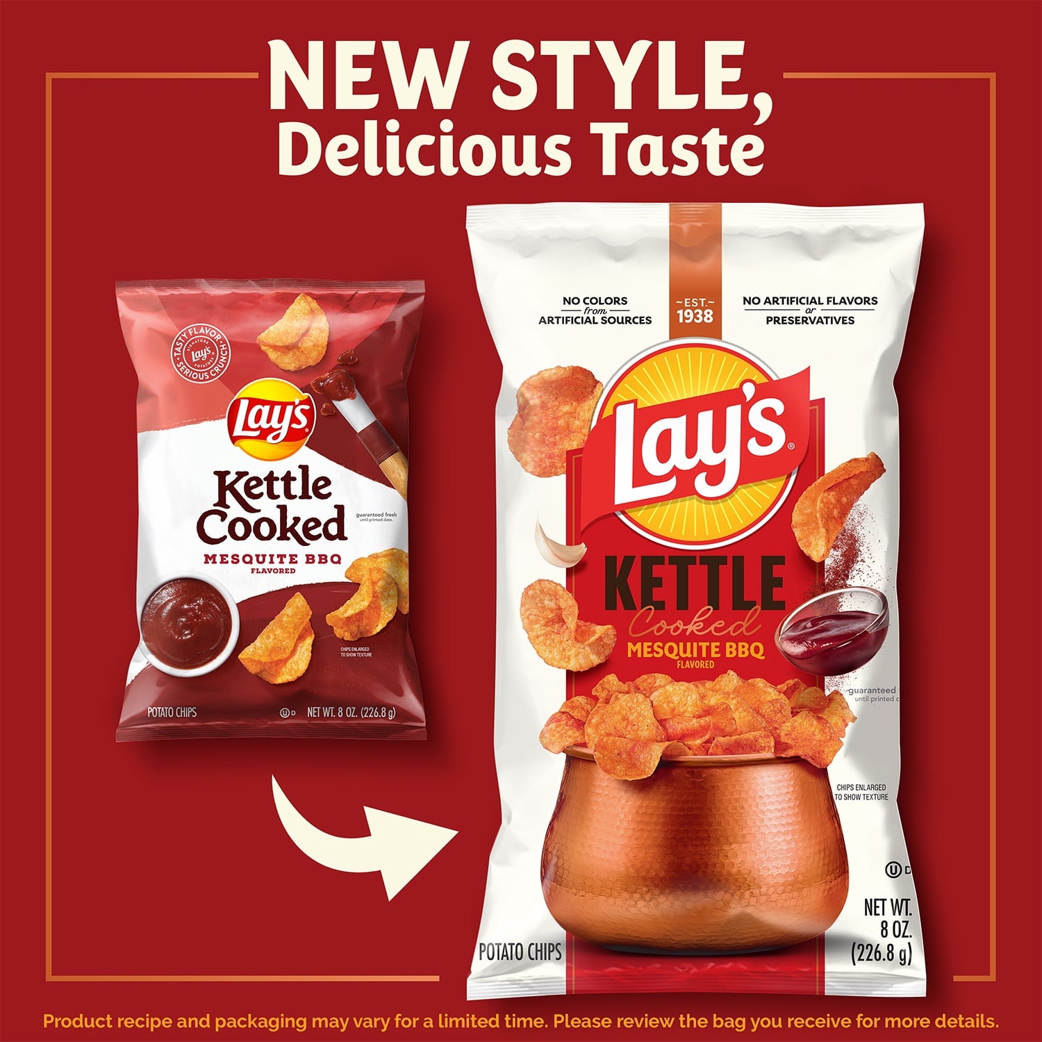 Mesquite BBQ Kettle Cooked Potato Chips 8 Oz Lay's