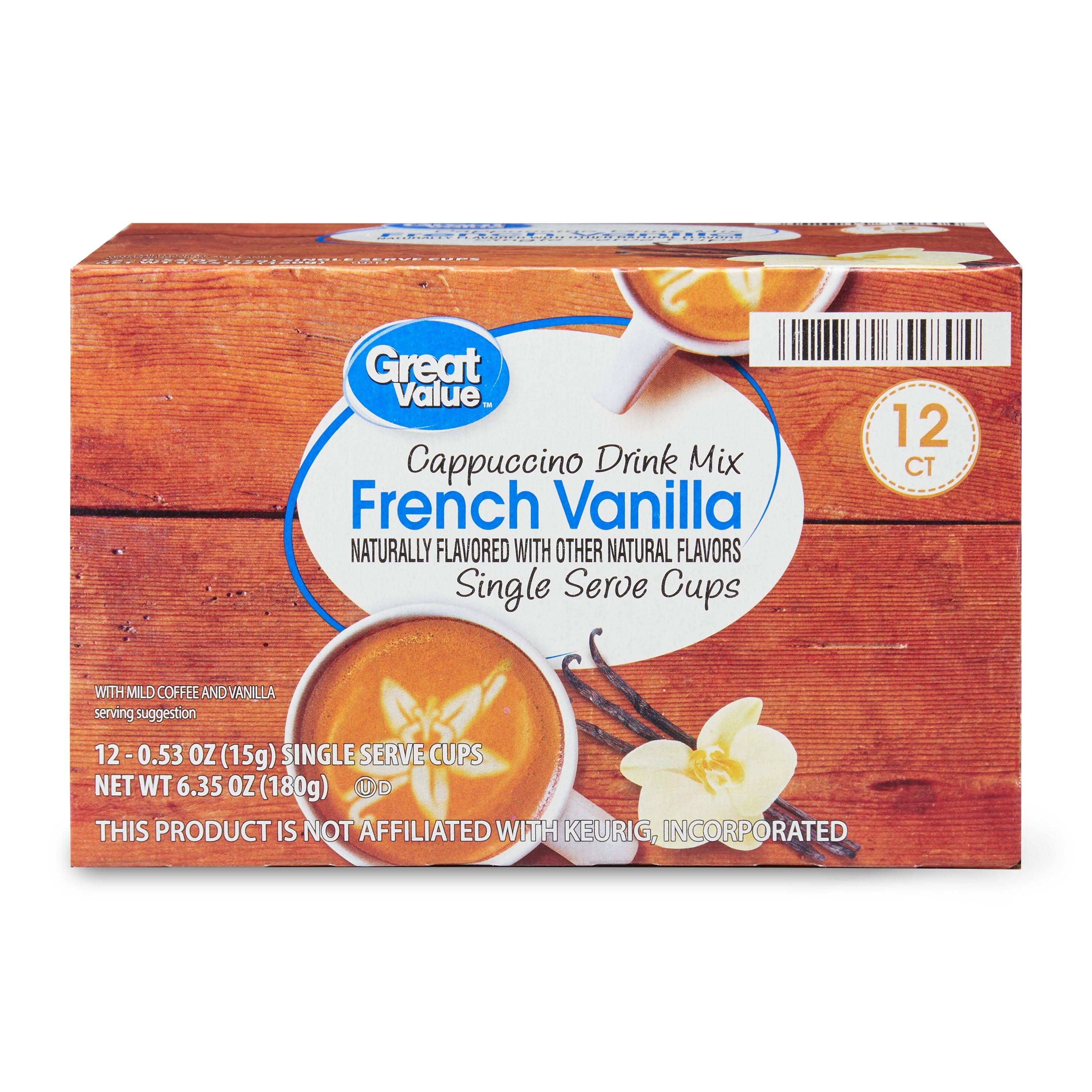 Great Value French Vanilla Cappuccino Mix Medium Roast Coffee Pods 12 Count