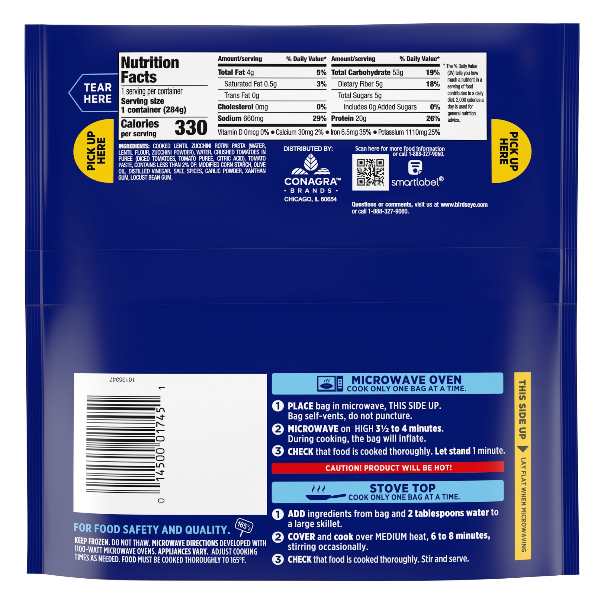Birds Eye Protein Veggie Pasta With Marinara Frozen Side 10 Oz