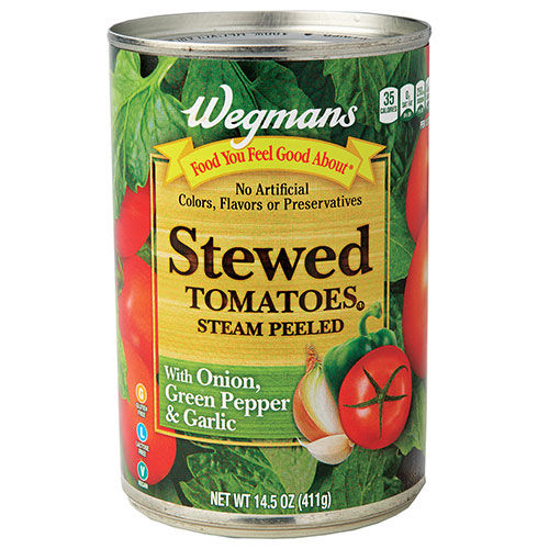 Wegmans Stewed Tomatoes with Onion Green Pepper & Garlic 14.5 Oz