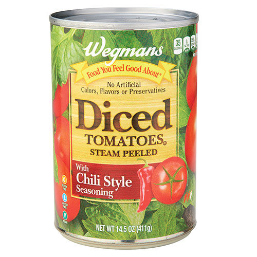 Wegmans Diced Tomatoes with Chili Style Seasoning 14.5 Oz