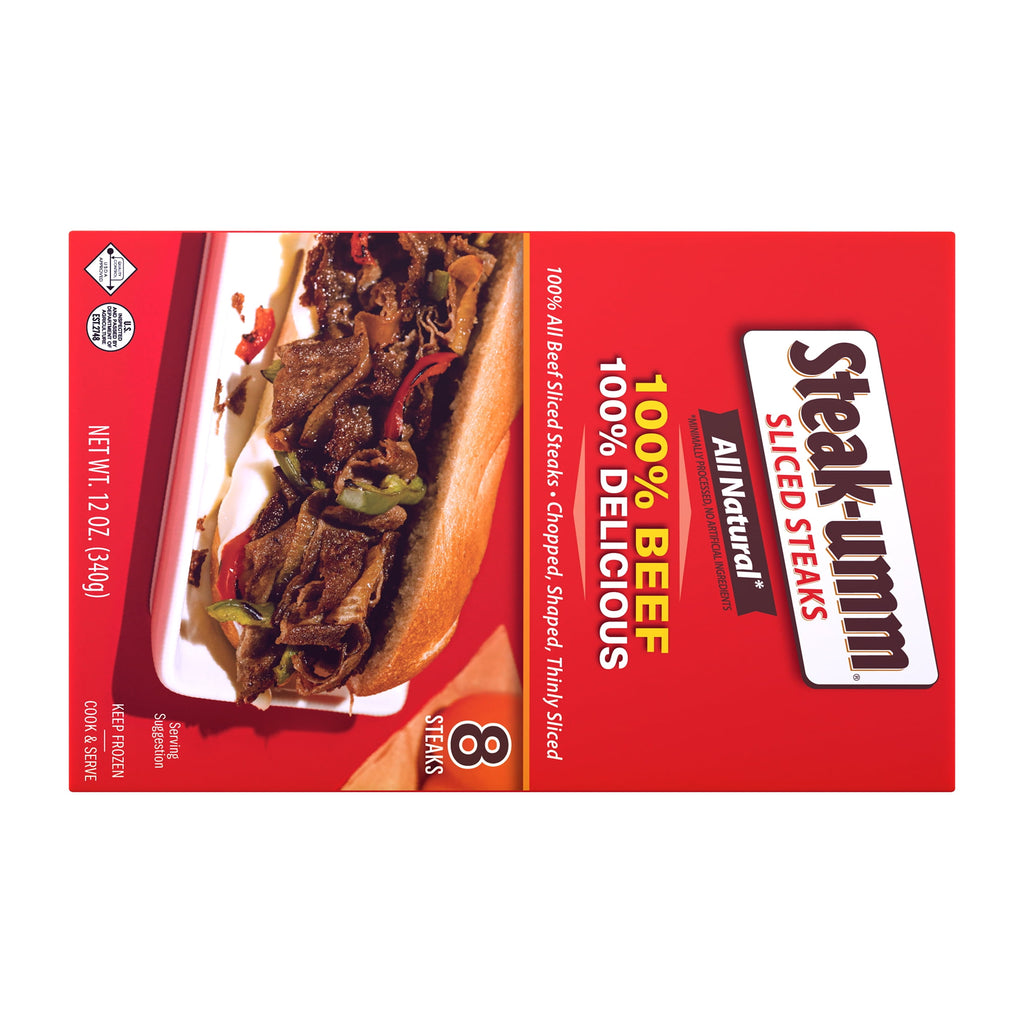 Steak-Umm Sliced Steaks All-Natural 100% Beef 12 Oz 8 Count Frozen