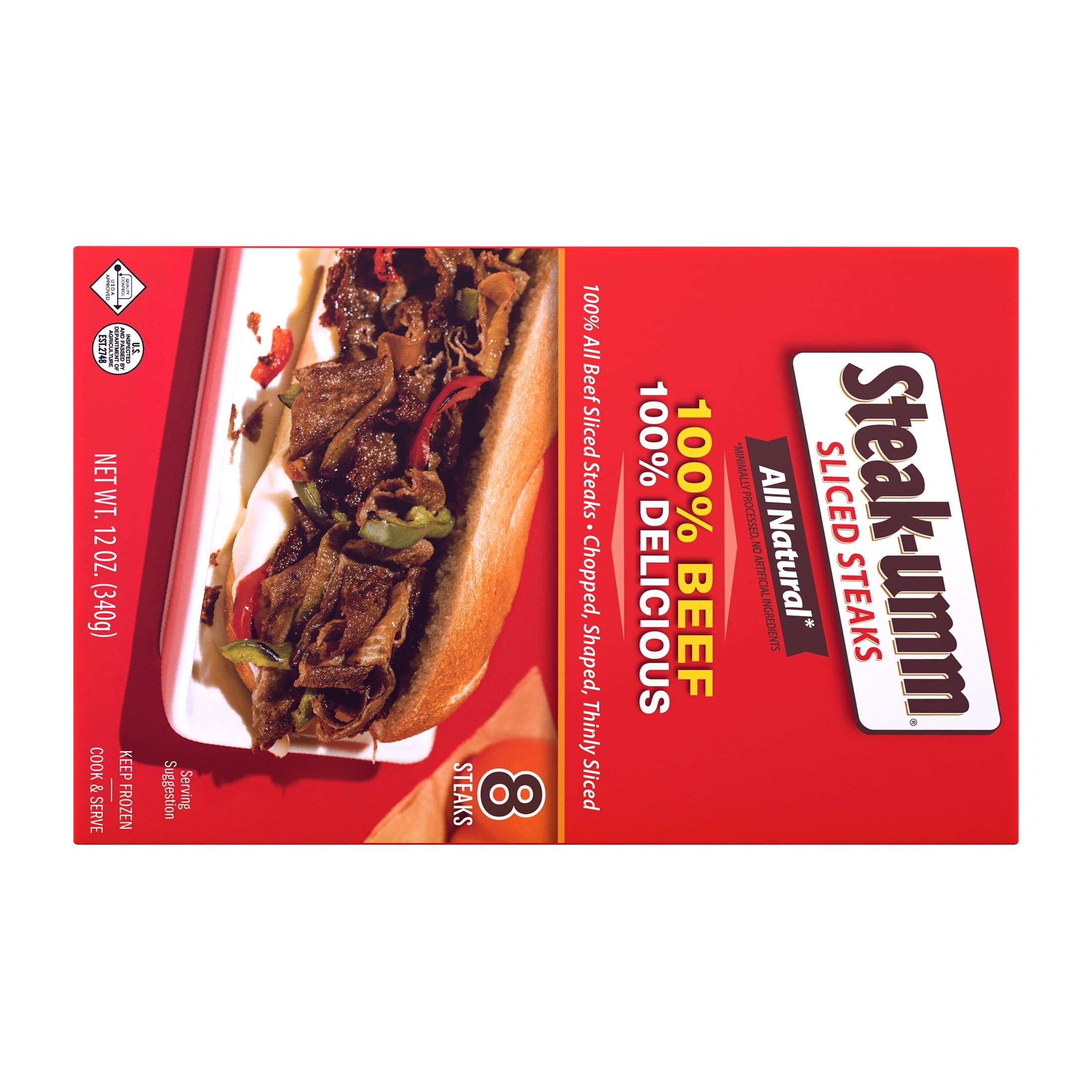 Steak-Umm Sliced Steaks All-Natural 100% Beef 12 Oz 8 Count Frozen