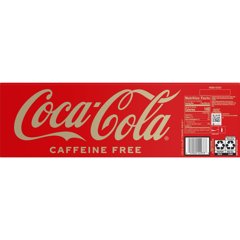Caffeine-Free Soda Pop Fridge Pack Cans 12 Fl Oz Coca-Cola
