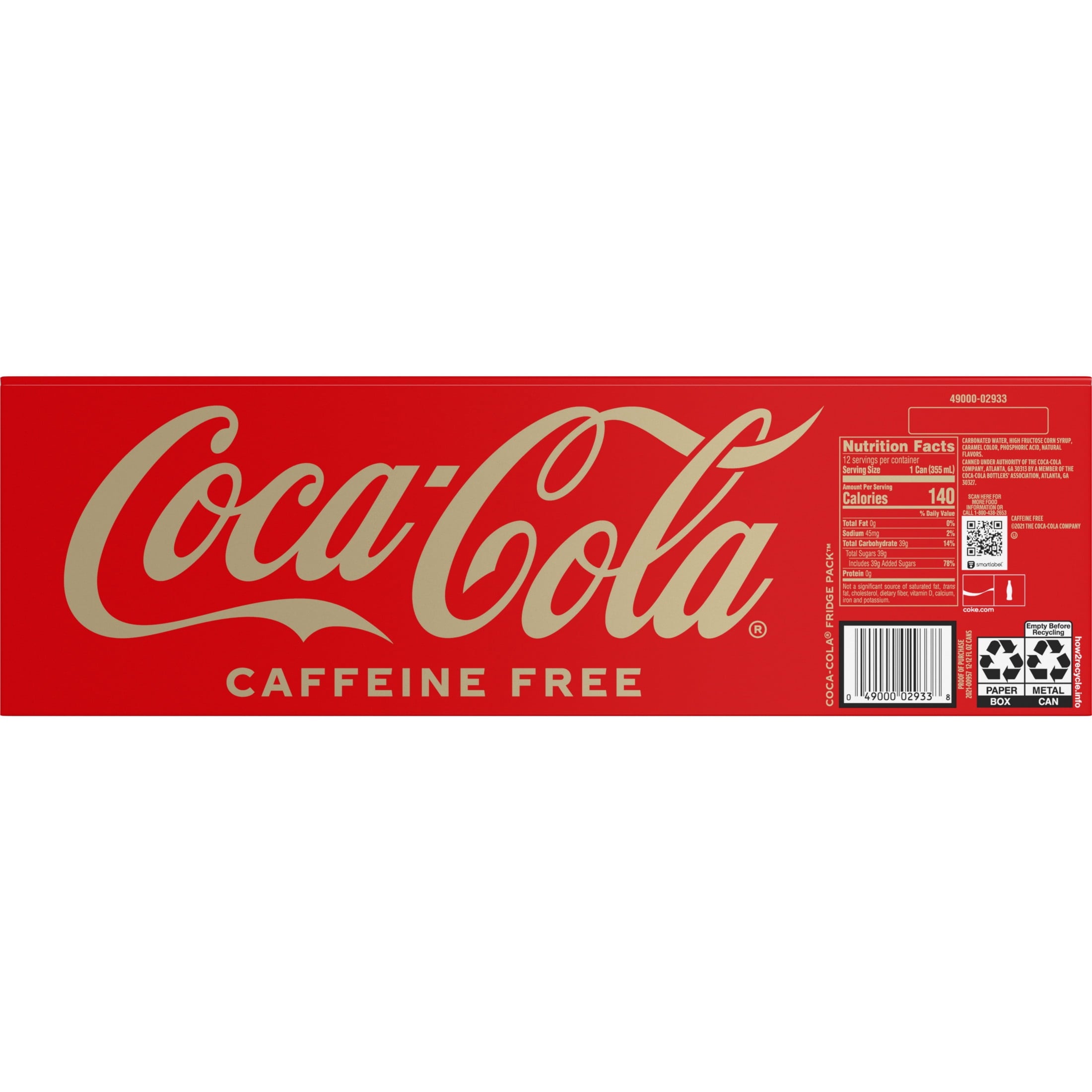 Caffeine-Free Soda Pop Fridge Pack Cans 12 Fl Oz Coca-Cola