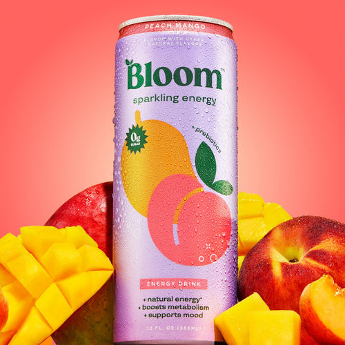 Bloom Nutrition Sparkling Peach Mango Energy Drink 12 fl oz Single Can