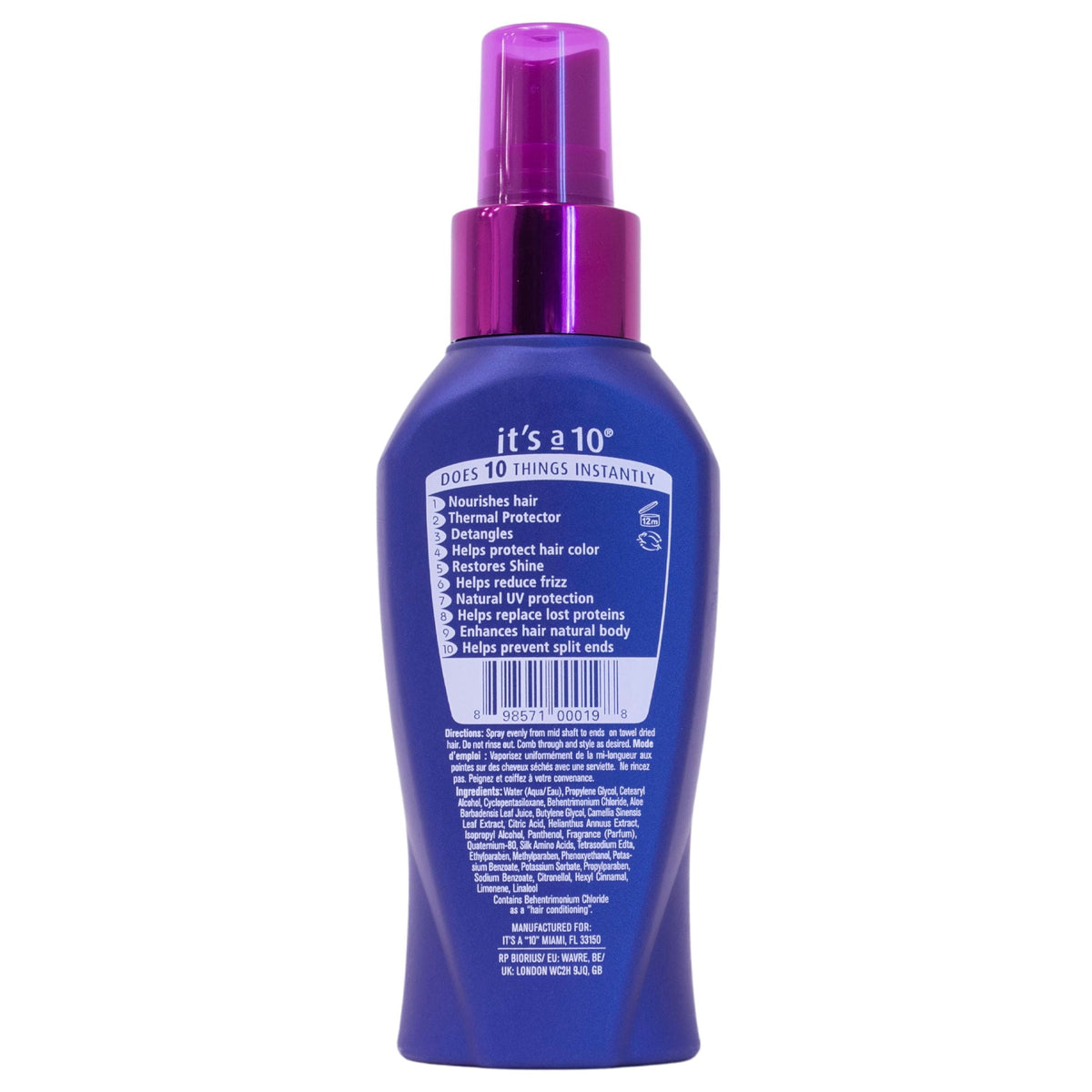 It's a 10 Miracle Leave-In Conditioner Spray Repairs + Adds Shine for All Hair Types 4 oz