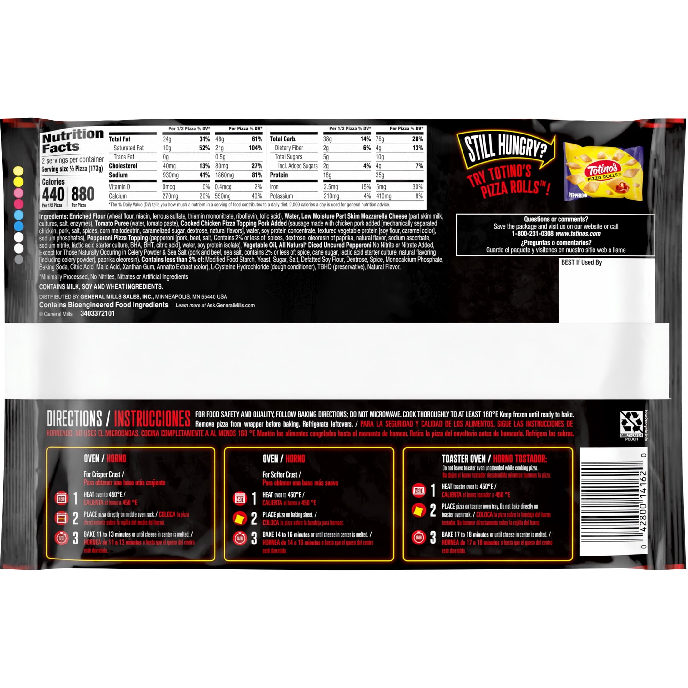 Totino's Ultimate Frozen Pizza Loaded Combination 12.21 Oz