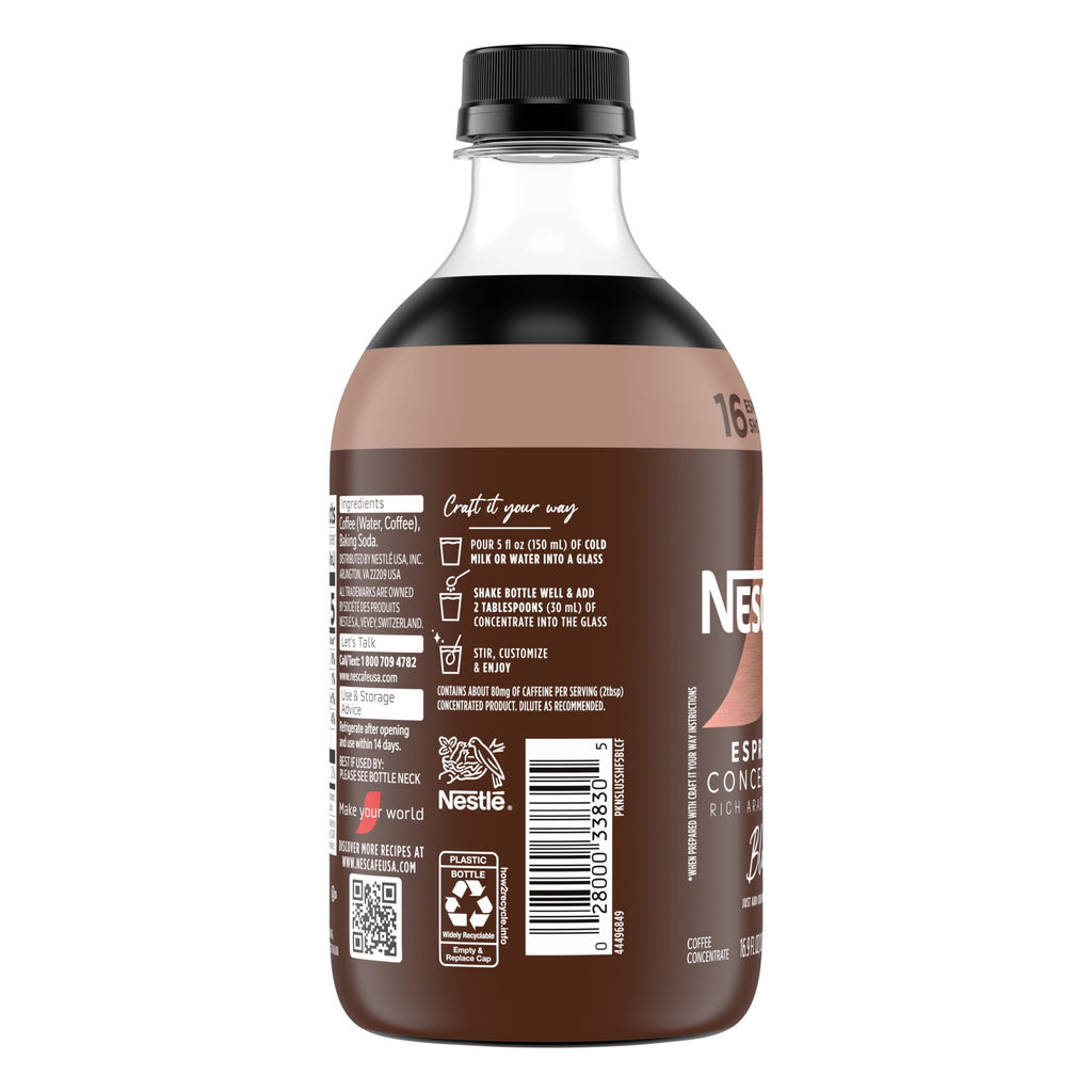NESCAFÉ Espresso Concentrate Black Naturally Caffeinated Liquid Coffee 16.9 fl oz Bottle