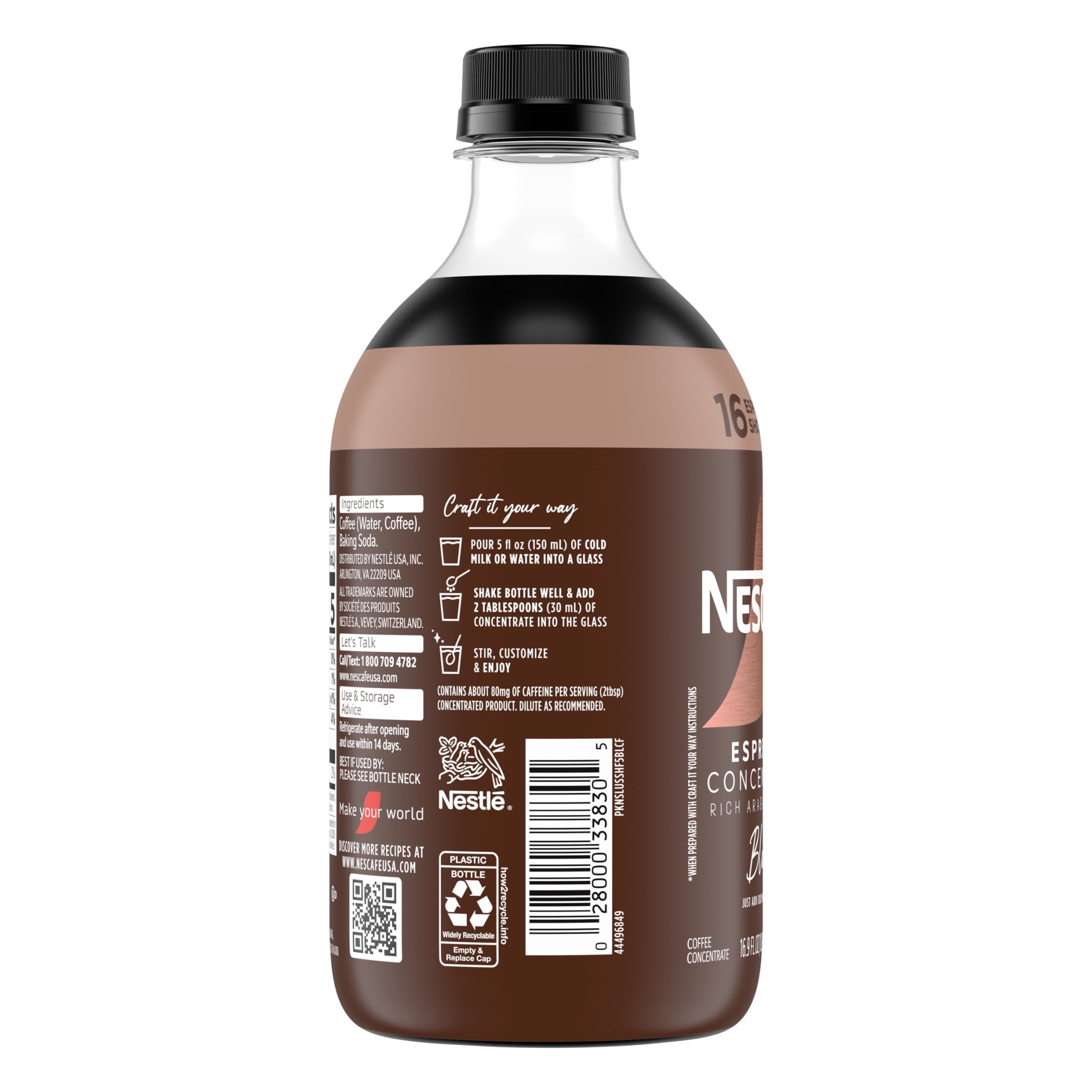 NESCAFÉ Espresso Concentrate Black Naturally Caffeinated Liquid Coffee 16.9 fl oz Bottle