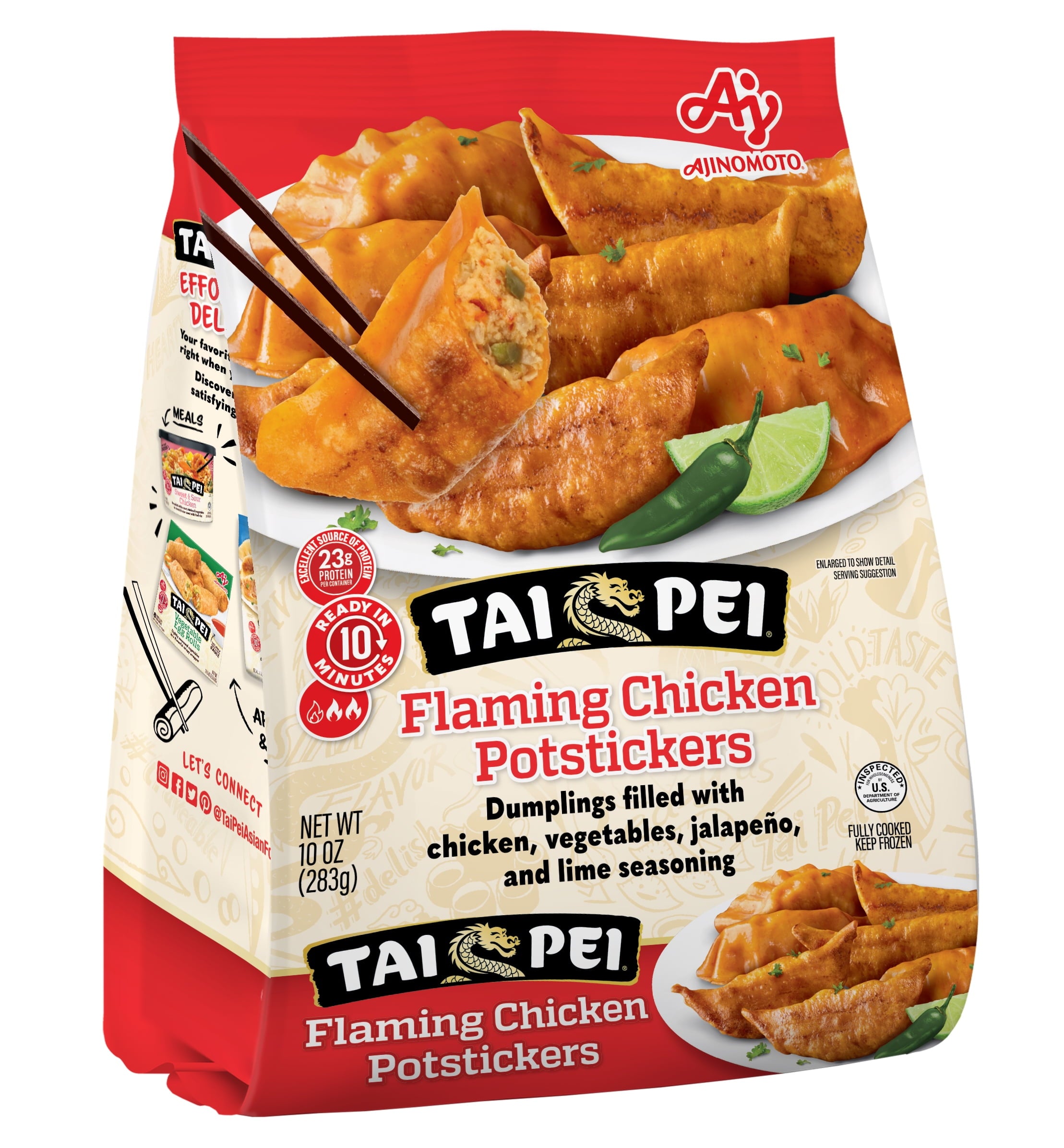 Tai Pei Flaming Chicken Potstickers Frozen 10 Oz