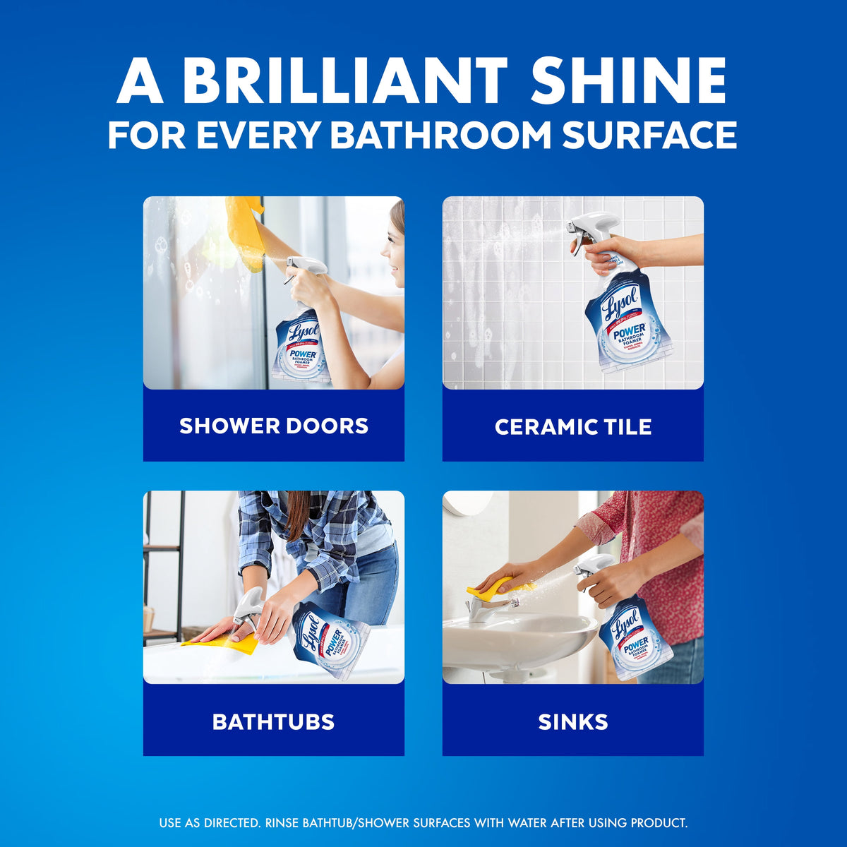 Lysol Power Foaming Bathroom Cleaner Disinfectant Spray Island Breeze 32 fl oz