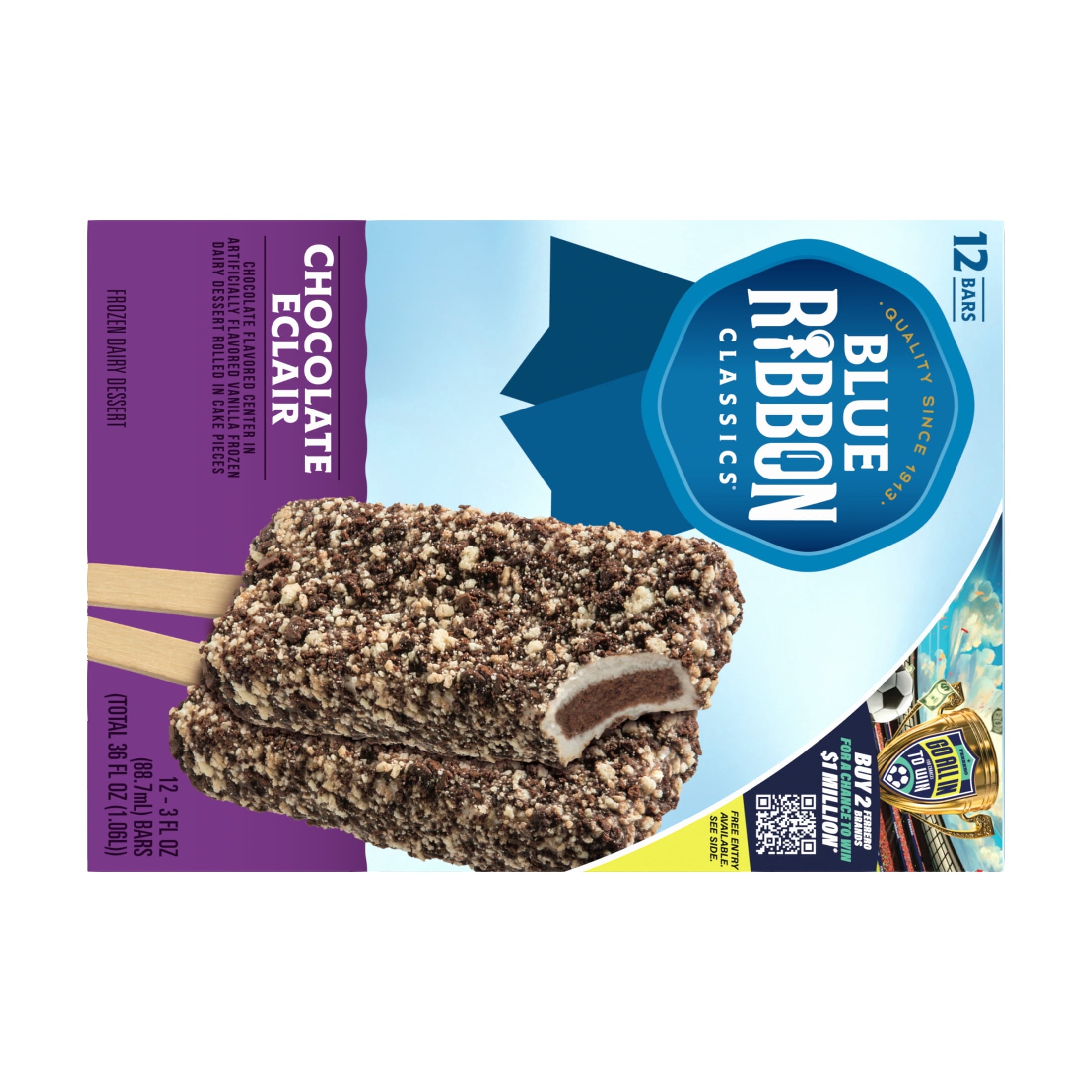 Blue Ribbon Classics Chocolate Eclair Frozen Dessert Bars 12 Count 36 Fl Oz