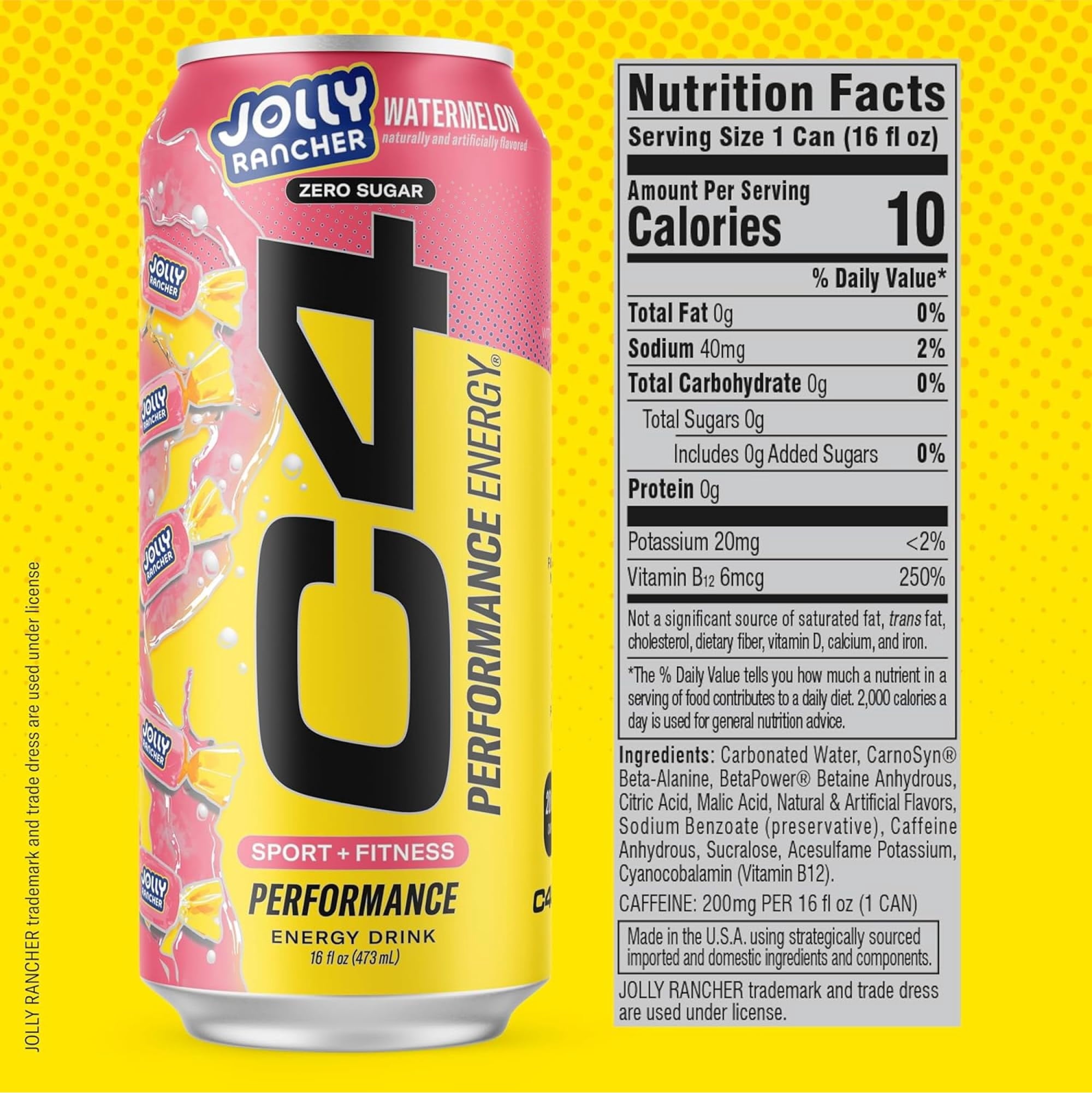 C4 Performance Energy Drink Jolly Rancher & Candy Variety Pack 12 fl oz Cans 12 Pack