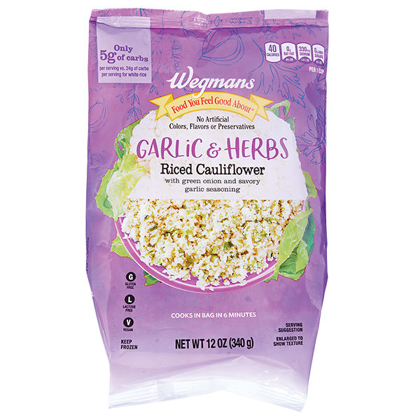Wegmans Frozen Garlic & Herb Riced Cauliflower 12 Oz