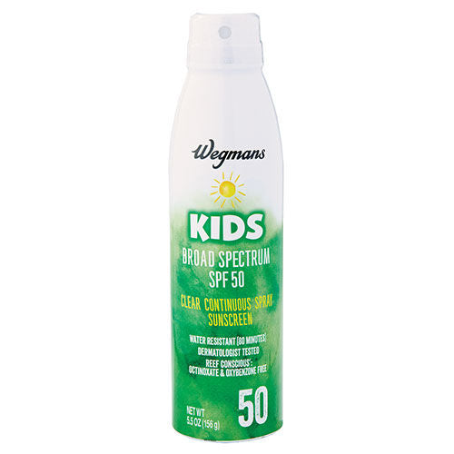 Wegmans Kids Broad Spectrum SPF 50 Clear Continuous Spray Sunscreen 6 Oz