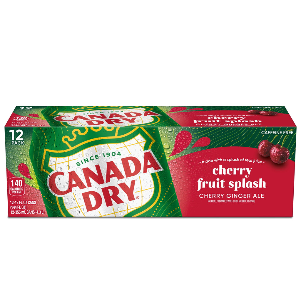 Canada Dry Caffeine Free Fruit Splash Cherry Ginger Ale Soda Pop Cans 12 Fl Oz 12 Pack