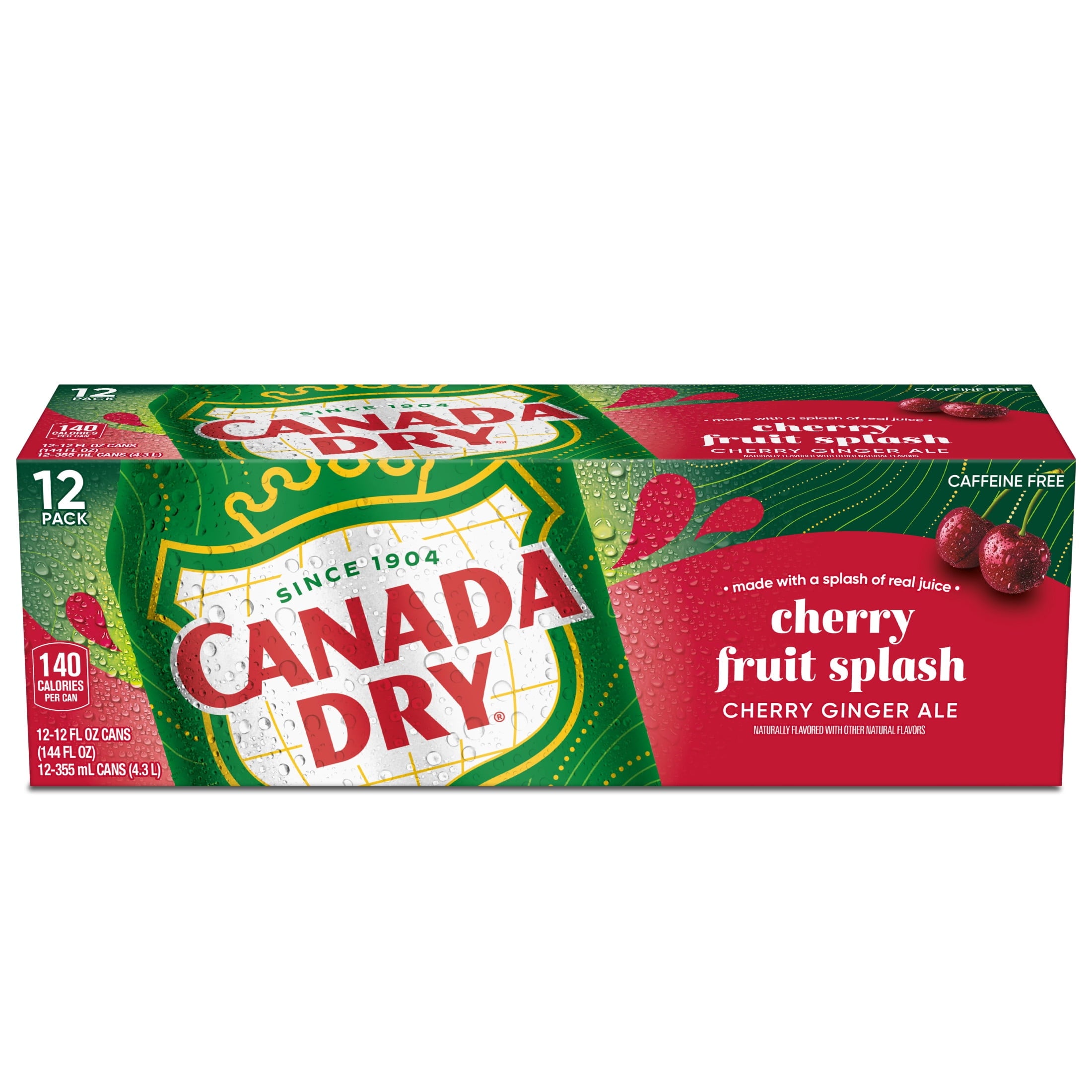 Canada Dry Caffeine Free Fruit Splash Cherry Ginger Ale Soda Pop Cans 12 Fl Oz 12 Pack