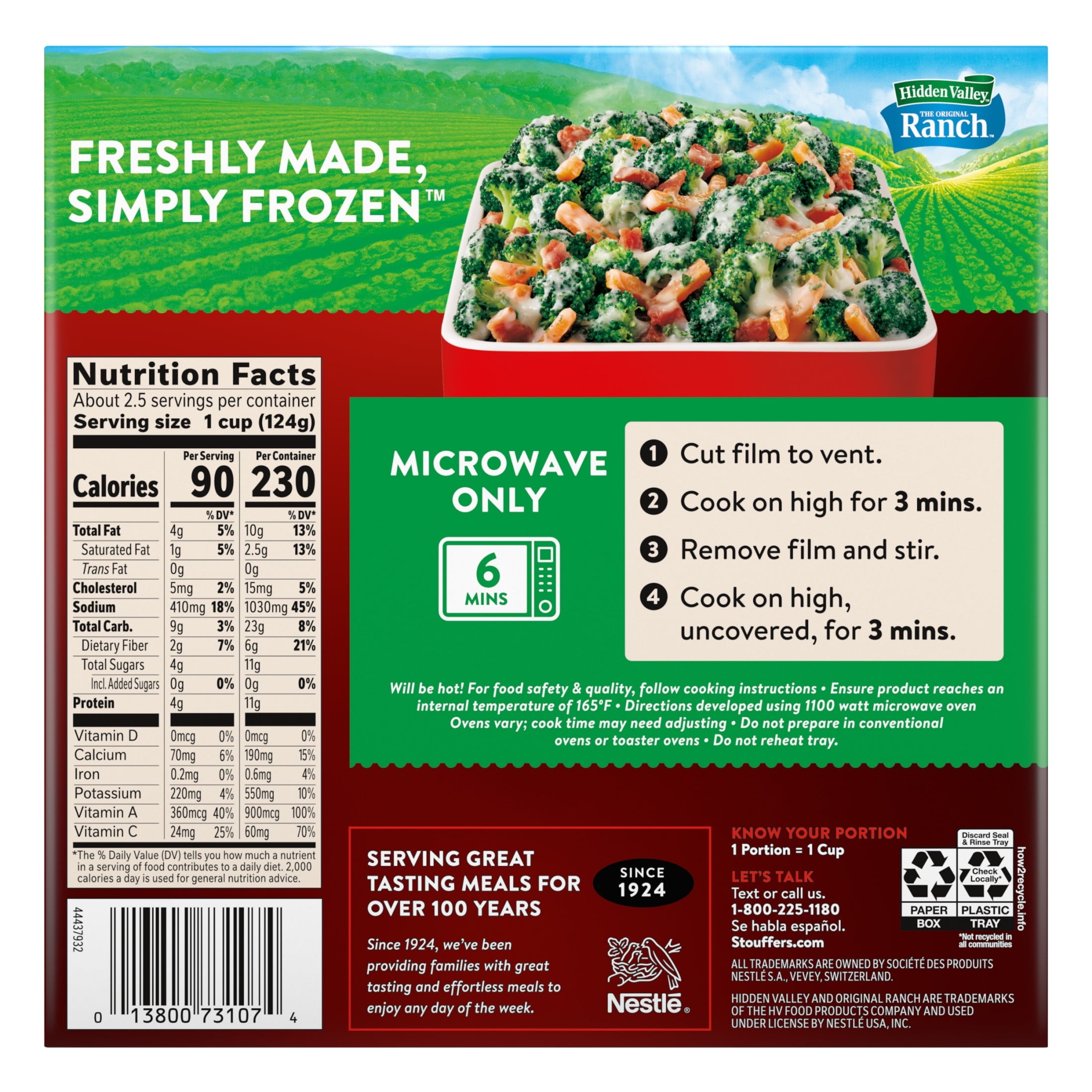 Stouffer's Hidden Valley Bacon Ranch Broccoli and Carrots Frozen Side Dish 11 Oz