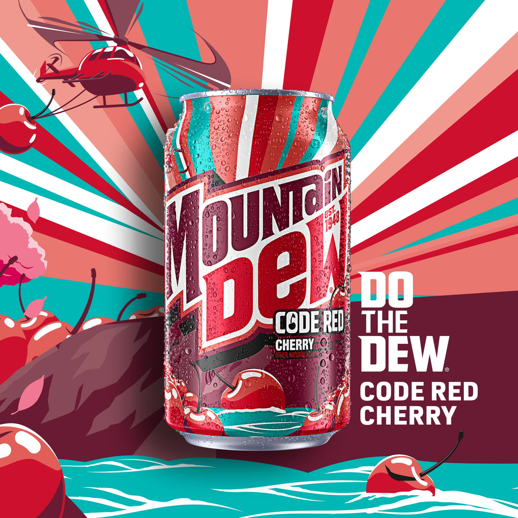 Mountain Dew Code Red Cherry Flavored Soda Pop Cans 12 Fl Oz 12 Pack