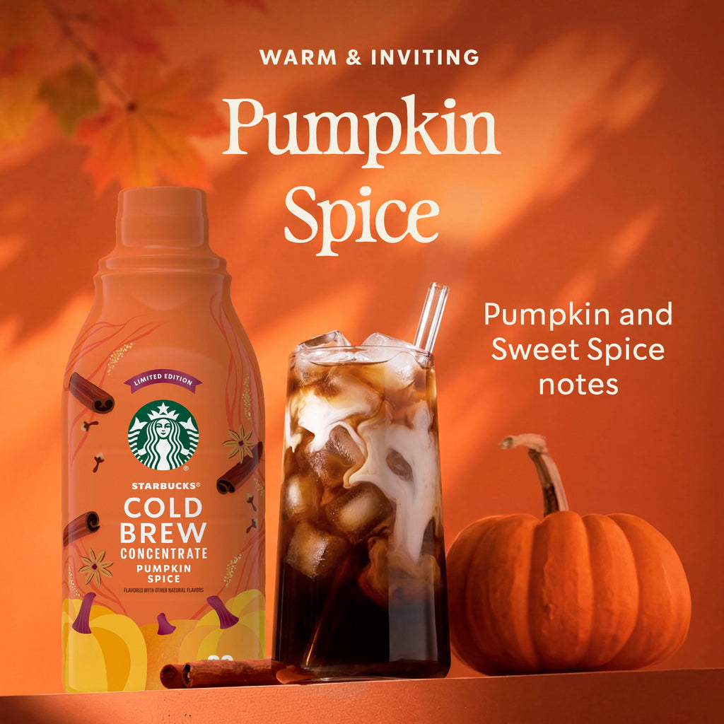 Starbucks Pumpkin Spice Naturally Caffeinated Medium Roast Cold Brew Coffee Concentrate 32 fl oz Bottle