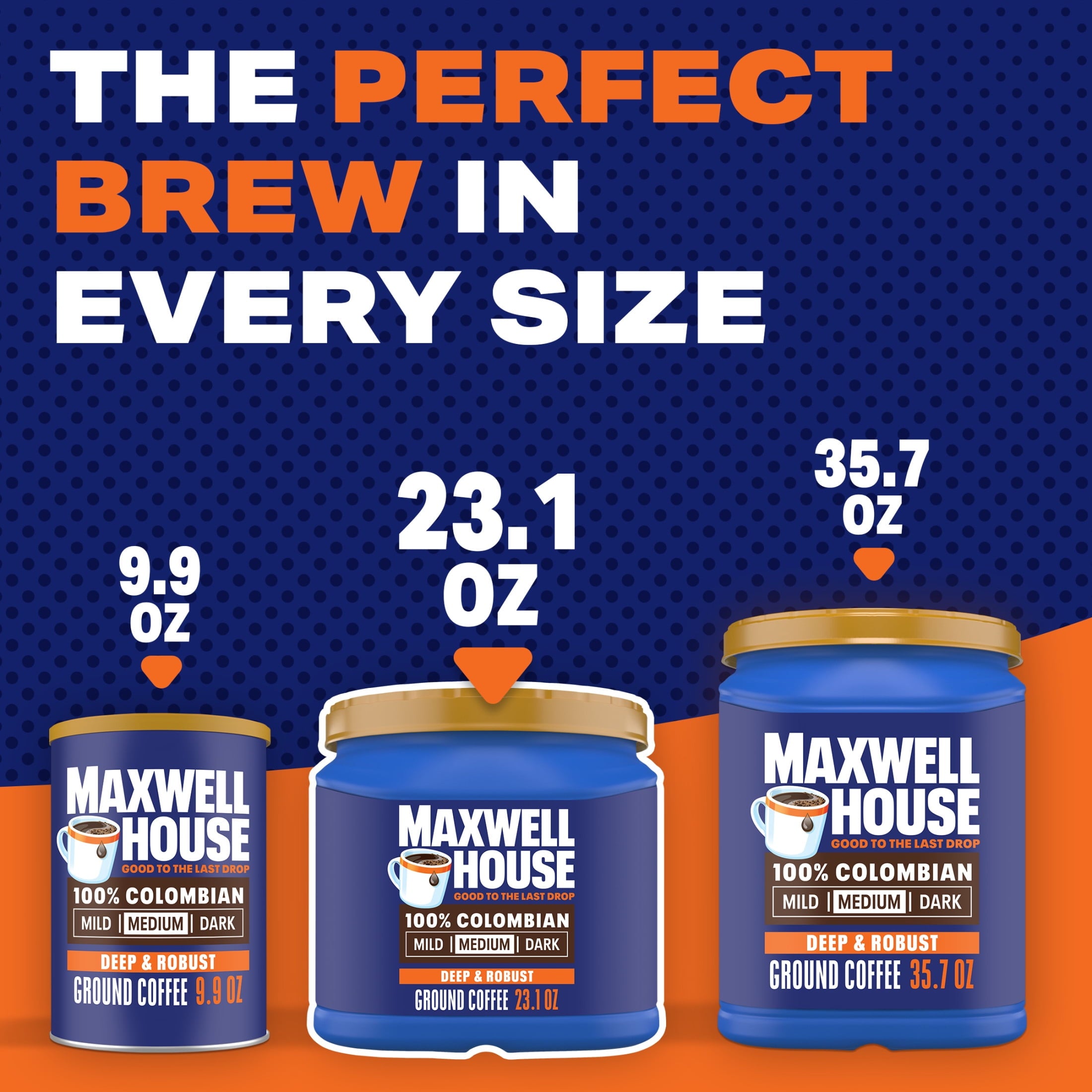 Maxwell House 100% Colombian Naturally Caffeinated Medium Roast Ground Coffee 23.1 oz Canister