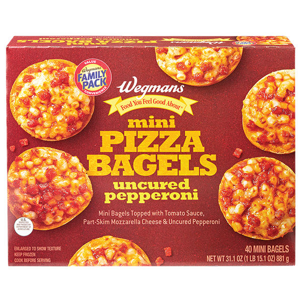Wegmans Mini Uncured Pepperoni Pizza Bagels 40 Count 31.1 Oz